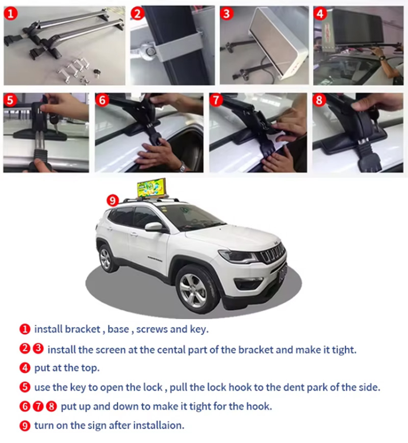 Wifi Double Side P2.5 P3.076 P4 Outdoor Waterproof Taxi Top LED Screen For Cars b32