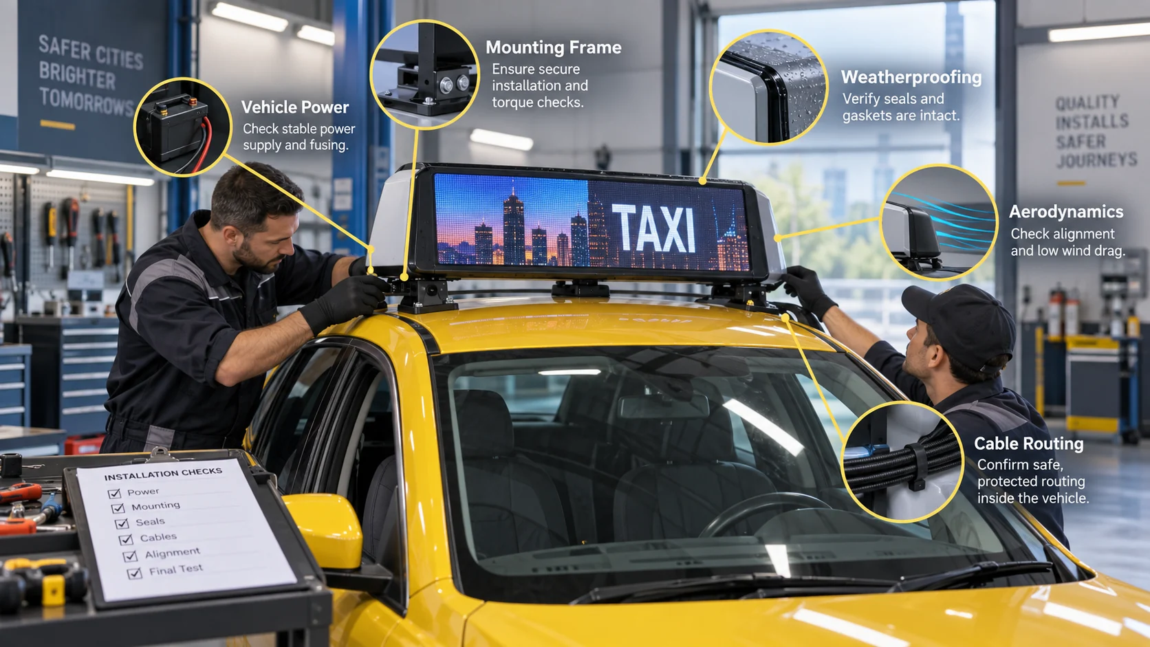 01_Taxi_Top_LED_Screen_02_roof_mounting_and_vehicle_power